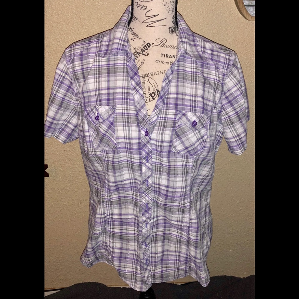 Button down blouse with v neck